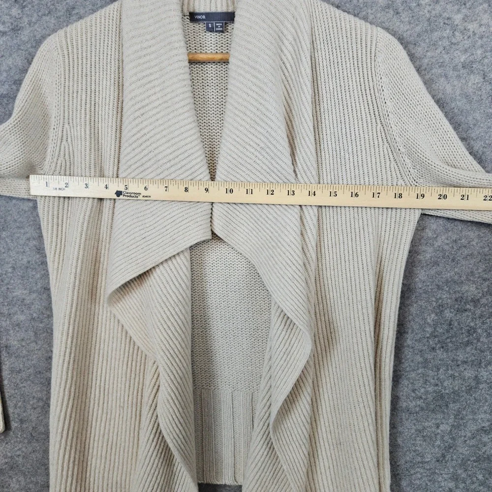 Vince Women's Open Waterfall‎ Cardigan Beige Size S Wool/Yak Preppy Church SPOTS
